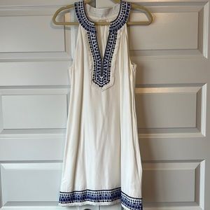 MudPie Size M White Dress with Blue & Navy Detail